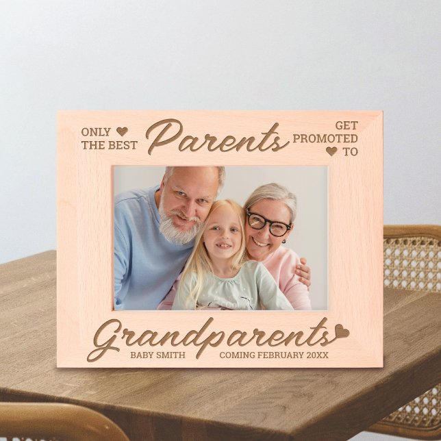 Promoted to Grandparents Custom Baby Announcement Etched Frames (Creator Uploaded)