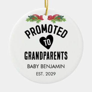 Promoted to Grandparents Personalised Baby Name Ceramic Ornament