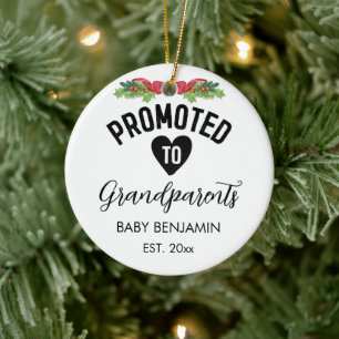 Promoted to Grandparents Personalised Baby Name Ceramic Ornament