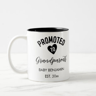 Promoted to Grandparents Personalised Baby Name Two-Tone Coffee Mug