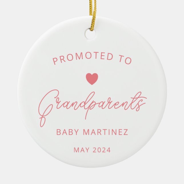 Promoted to Grandparents Pregnancy Announcement Ceramic Ornament (Front)
