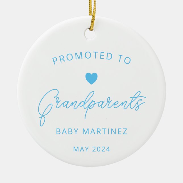 Promoted to Grandparents Pregnancy Announcement Ceramic Ornament (Front)