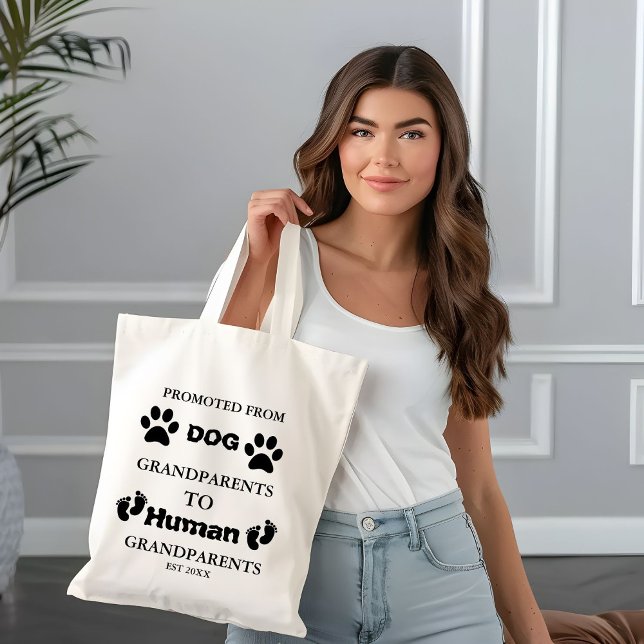 Promoted to grandparents pregnancy announcement tote bag (Creator Uploaded)