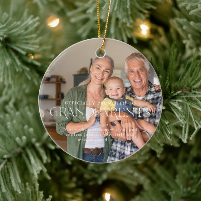 Promoted to Grandparents | Sentimental Photo  Ceramic Ornament (Tree)