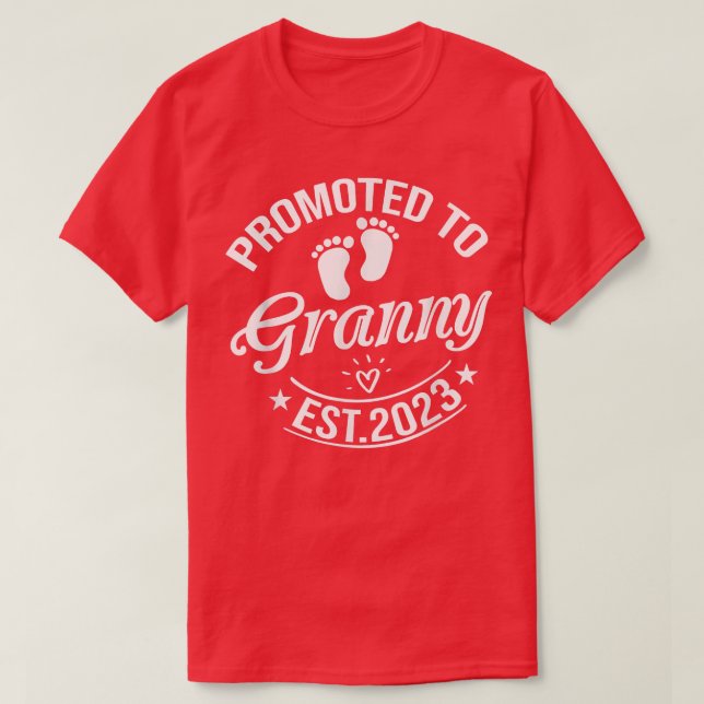 Promoted To Granny 2023 Pregnancy Announcement Gra T-Shirt (Design Front)