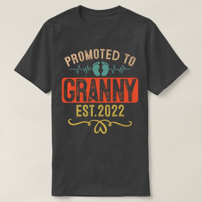 Promoted to Granny Again Est 2022 Grandma Mothers  T-Shirt (Design Front)