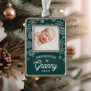 Promoted to Granny Baby Photo Grandma Silver Plated Framed Ornament