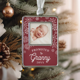 Promoted to Granny Baby Photo Grandma Silver Plated Framed Ornament