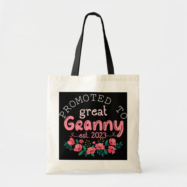Promoted to Granny Est 2023 First Time Grandma Tote Bag (Front)