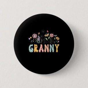 Promoted To Granny Est. 2026 Daisy Floral Wildflow 6 Cm Round Badge
