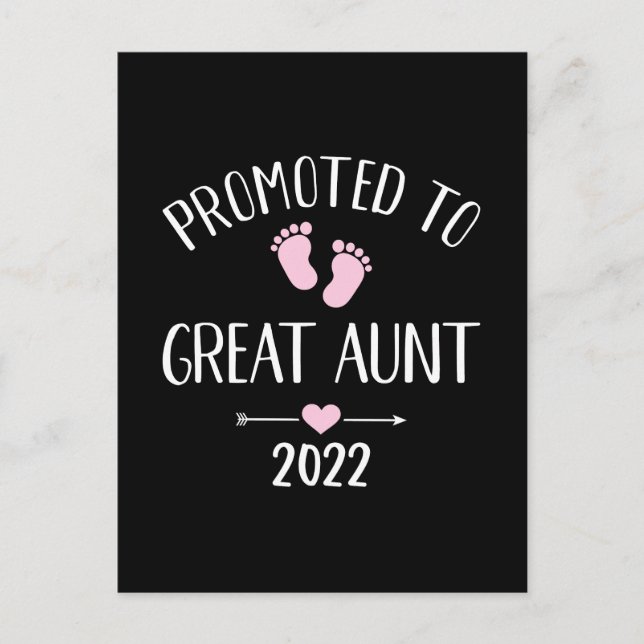 Promoted to great aunt 2022 postcard (Front)
