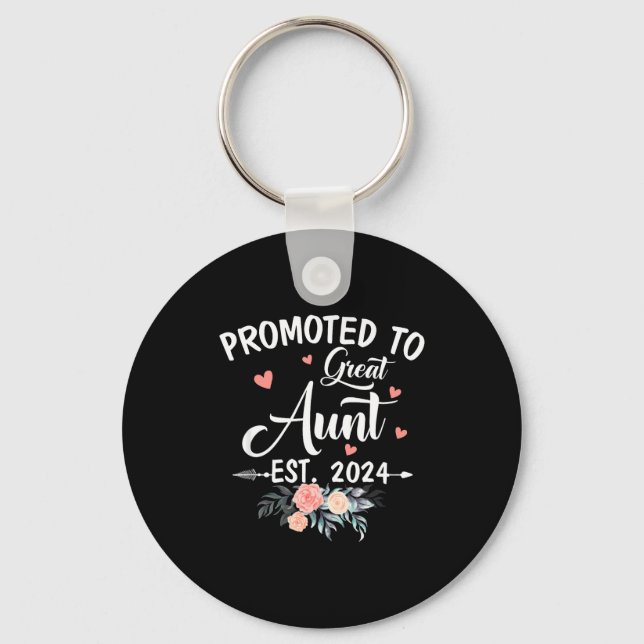 Promoted To Great Aunt Est 2024 Soon To Be Aunt Fl Key Ring (Front)
