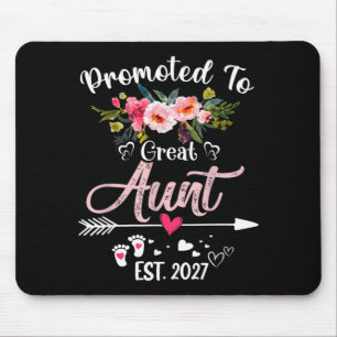Promoted To Great Aunt Est 2027 Funny Floral First Mouse Pad