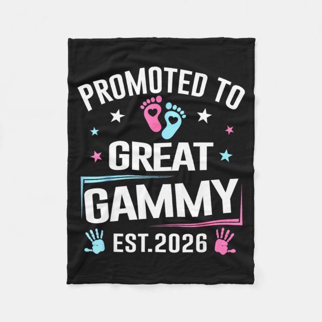 Promoted To Great Gammy Est 2026 Pregnancy Announc Fleece Blanket (Front)