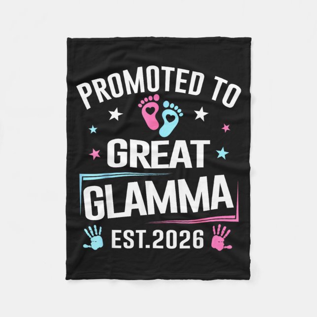 Promoted To Great Glamma Est 2026 Pregnancy Announ Fleece Blanket (Front)