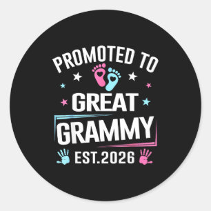 Promoted To Great Grammy Est 2026 Pregnancy Announ Classic Round Sticker