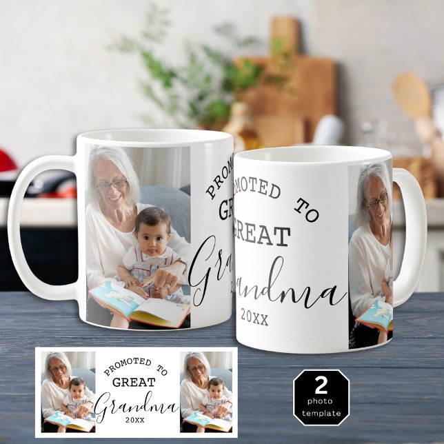 Promoted to Great Grandma 2 Photo Collage  Coffee Mug (Promoted to Great Grandma 2 Photo Collage Coffee Mug)