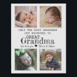 Promoted To Great Grandma 4 Photo Collage Gift Faux Canvas Print<br><div class="desc">Photo collage canvas with 'Only The Best Grandmas Get Promoted To Great Grandma ' typography  . Makes a perfect gift for your favourite grandmother for mother's day , grandparent's day , birthday. Personalise with we love you message and grandchildren names.</div>