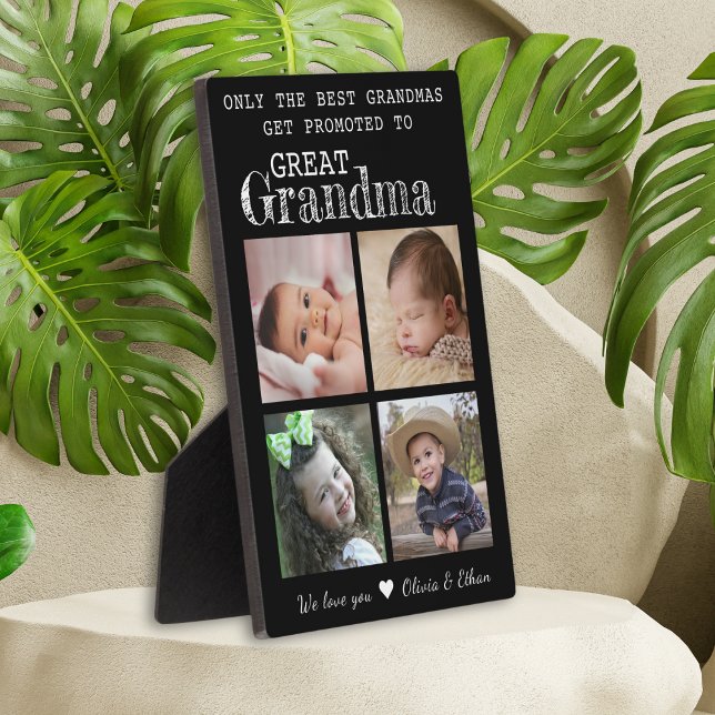 Promoted To Great Grandma 4 Photo Collage Plaque (Creator Uploaded)