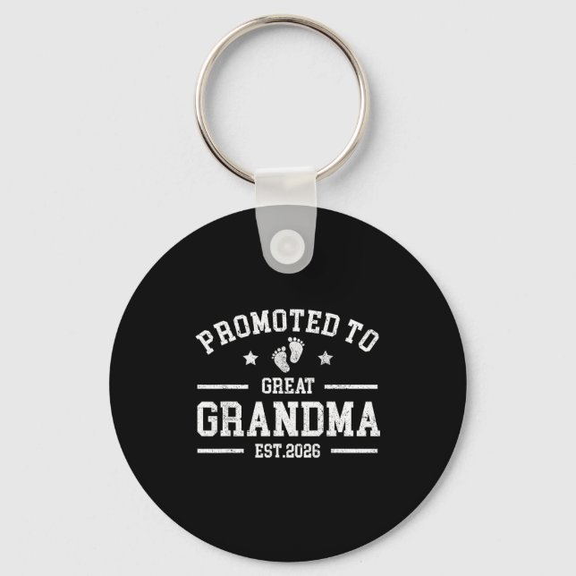 Promoted To Great Grandma Est. 2026 Baby Announcem Key Ring (Front)