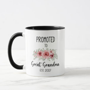 Promoted To Great Grandma Est 2027 Flowers Baby Mug