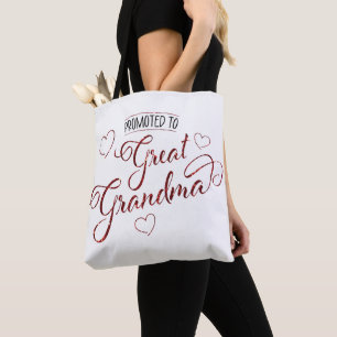 Promoted to Great Grandma faux sparkle with hearts Tote Bag