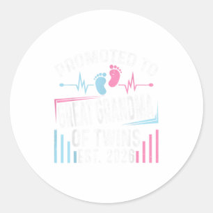 Promoted To Great Grandma Of Twins Est 2026 Baby S Classic Round Sticker