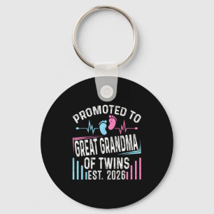 Promoted To Great Grandma Of Twins Est 2026 Baby S Key Ring