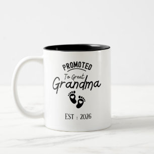 Promoted To Great Grandma To Be Est 2026 Two-Tone Coffee Mug