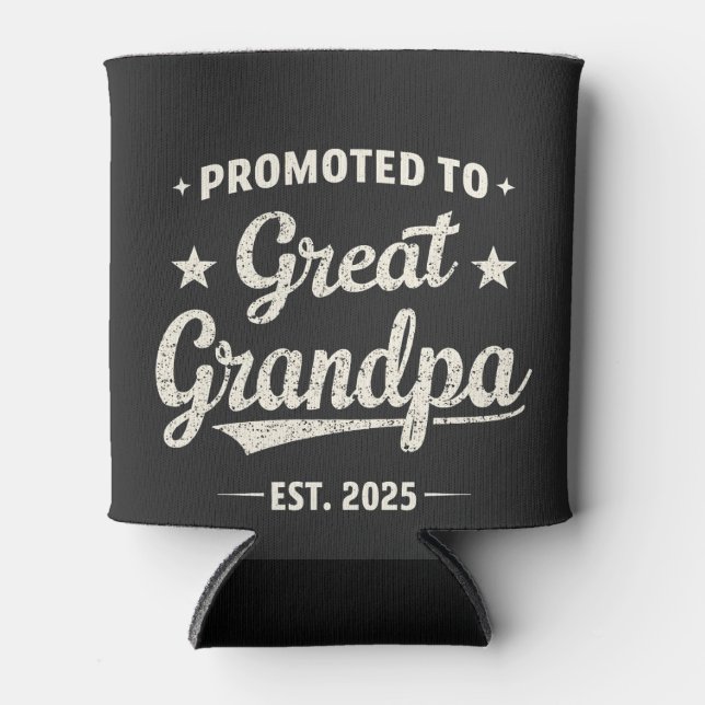 Promoted to Great Grandpa 2025 Family Gift  Can Cooler (Front)