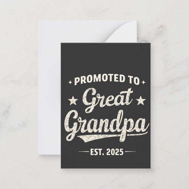 Promoted to Great Grandpa 2025 Family Gift  Card (Front)