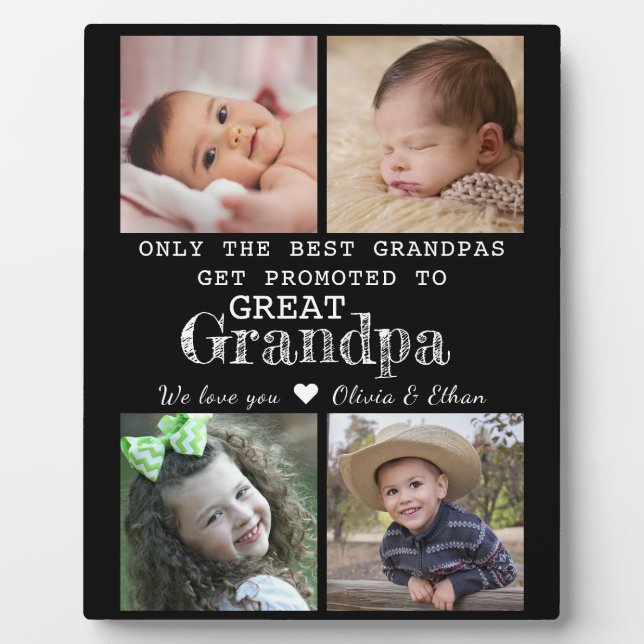Promoted To Great Grandpa 4 Photo Collage Plaque (Front)