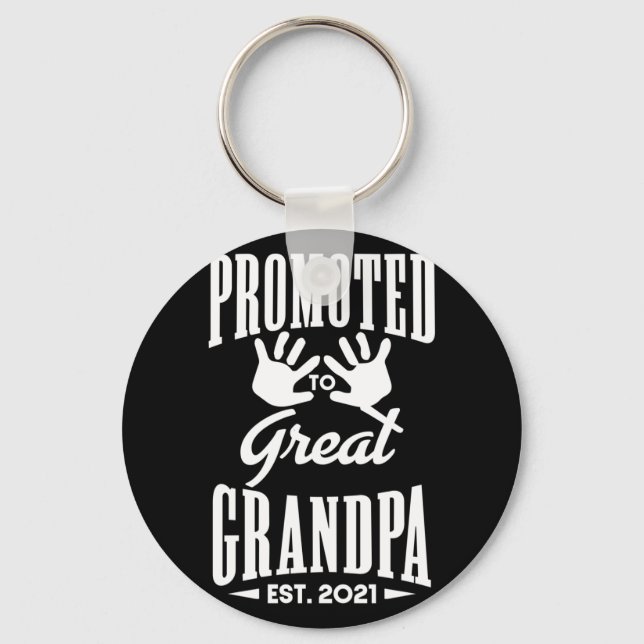 Promoted to Great Grandpa EST. 2021 Announcement Key Ring (Front)