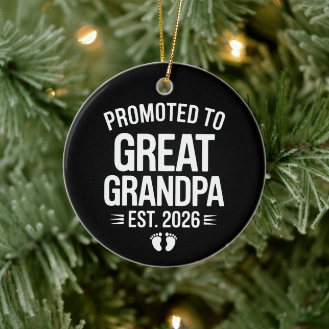 Promoted To Great Grandpa Est 2026 Pregnancy Baby Ceramic Ornament (Tree)