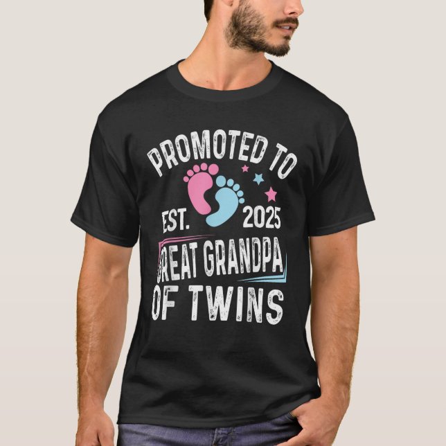 Promoted To Great Grandpa Of Twins Est 2025 Baby S T-Shirt (Front)