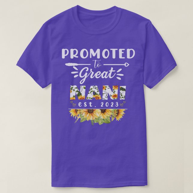 Promoted to Great Nani Est 2023 Floral First Time  T-Shirt (Design Front)