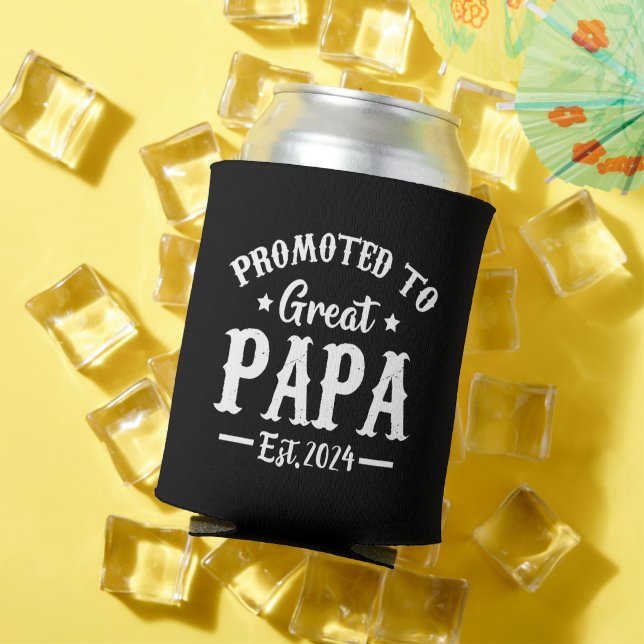 promoted to great papa est 2024 t shirt can cooler (In Situ Summer)