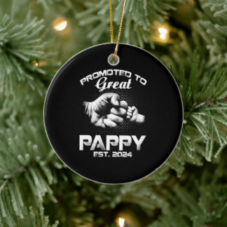 Promoted To Great Pappy Est Ceramic Ornament