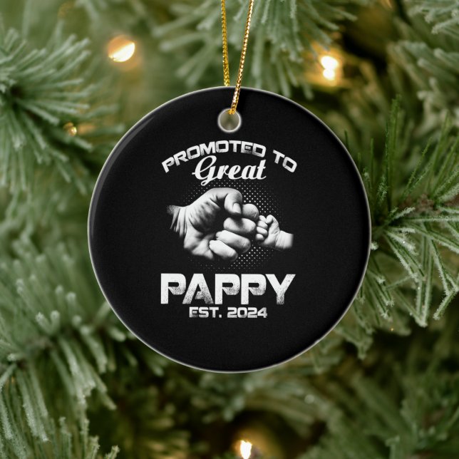 Promoted To Great Pappy Est Ceramic Ornament (Tree)