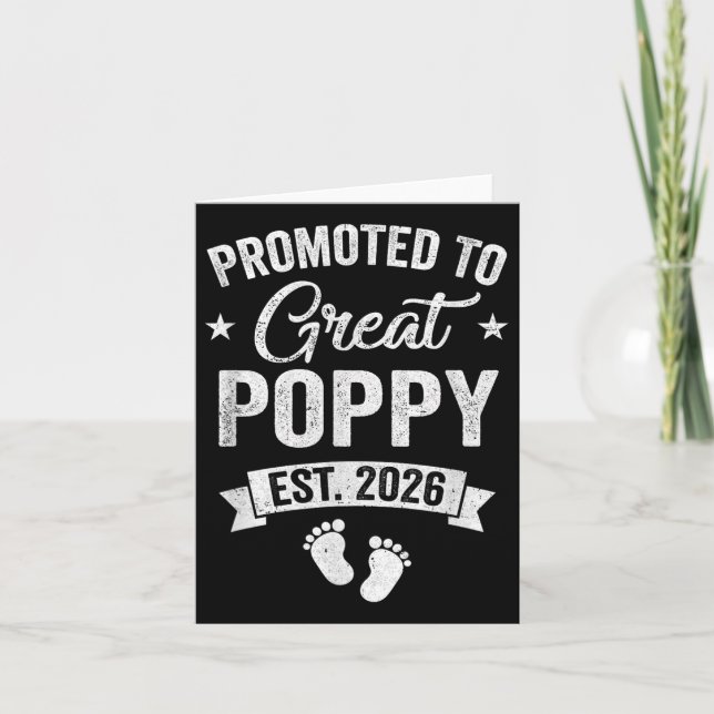 Promoted To Great Poppy Est 2026 Pregnancy Announc Card (Front)