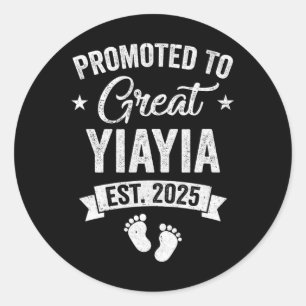 Promoted To Great Yiayia Est 2025 Pregnancy Announ Classic Round Sticker