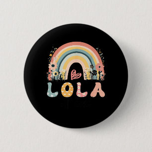 Promoted to Lola Est 2026 Boho Rainbow Floral 6 Cm Round Badge