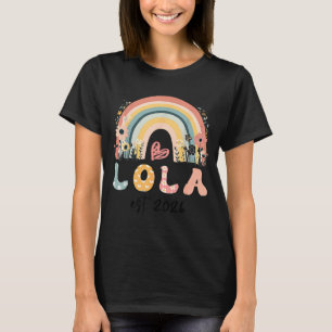 Promoted to Lola Est 2026 Boho Rainbow Floral T-Shirt