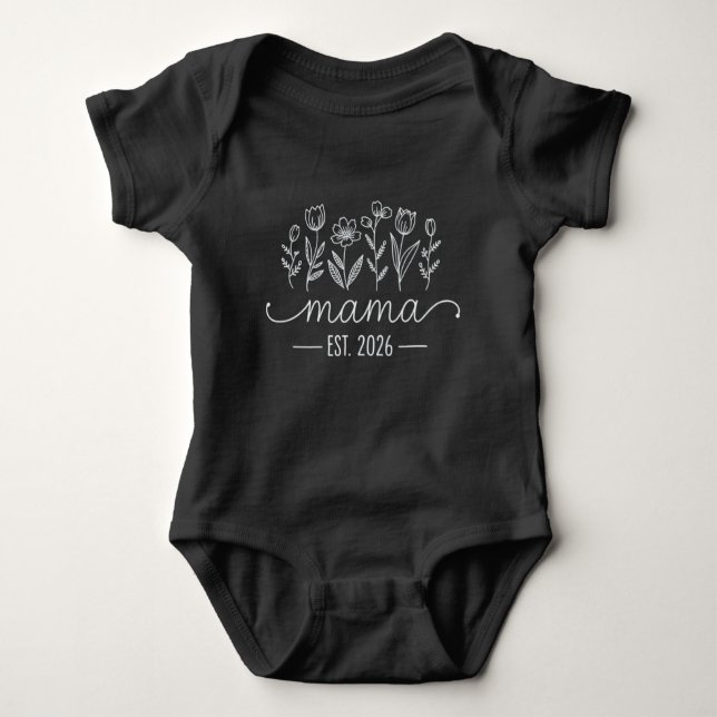 Promoted To Mama 2026 Pregnancy Floral New Mom  Baby Bodysuit (Front)