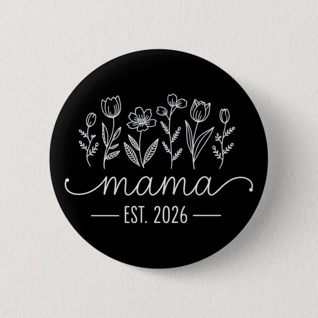 Promoted To Mama 2026 Pregnancy Floral New Mum  6 Cm Round Badge (Front)