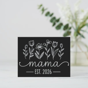 Promoted To Mama 2026 Pregnancy Floral New Mum  Announcement Postcard
