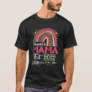 Promoted To Mama Est 2022 Rainbow Mother's Day T-Shirt