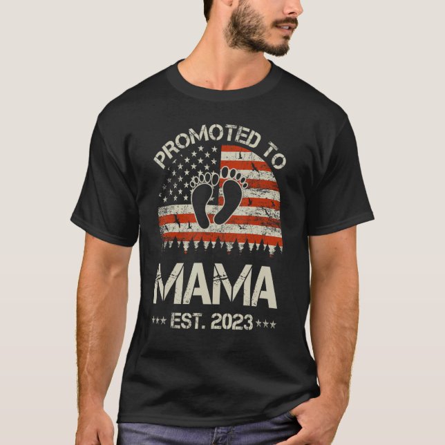 Promoted To Mama Est 2023 First Time New Family Es T-Shirt (Front)