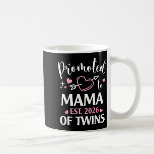 Promoted to mama of twins est 2026 arrow heart coffee mug