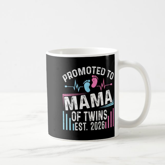 Promoted To Mama Of Twins Est 2026 Baby Shower Vin Coffee Mug (Right)